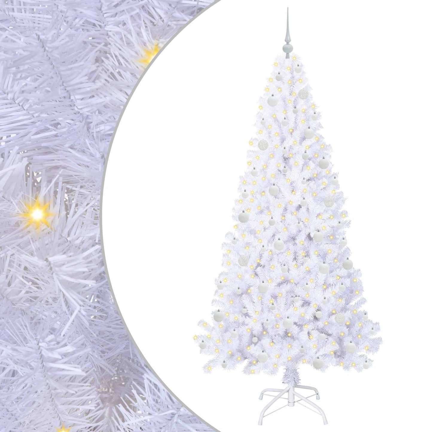 vidaXL Künstlicher Weihnachtsbaum Weiß 210 cm PVC und Stahl