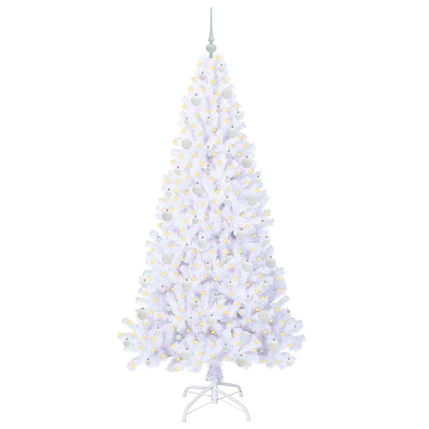 vidaXL Künstlicher Weihnachtsbaum Weiß 210 cm PVC und Stahl