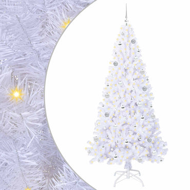 vidaXL Künstlicher Weihnachtsbaum Weiß 210 cm PVC und Stahl