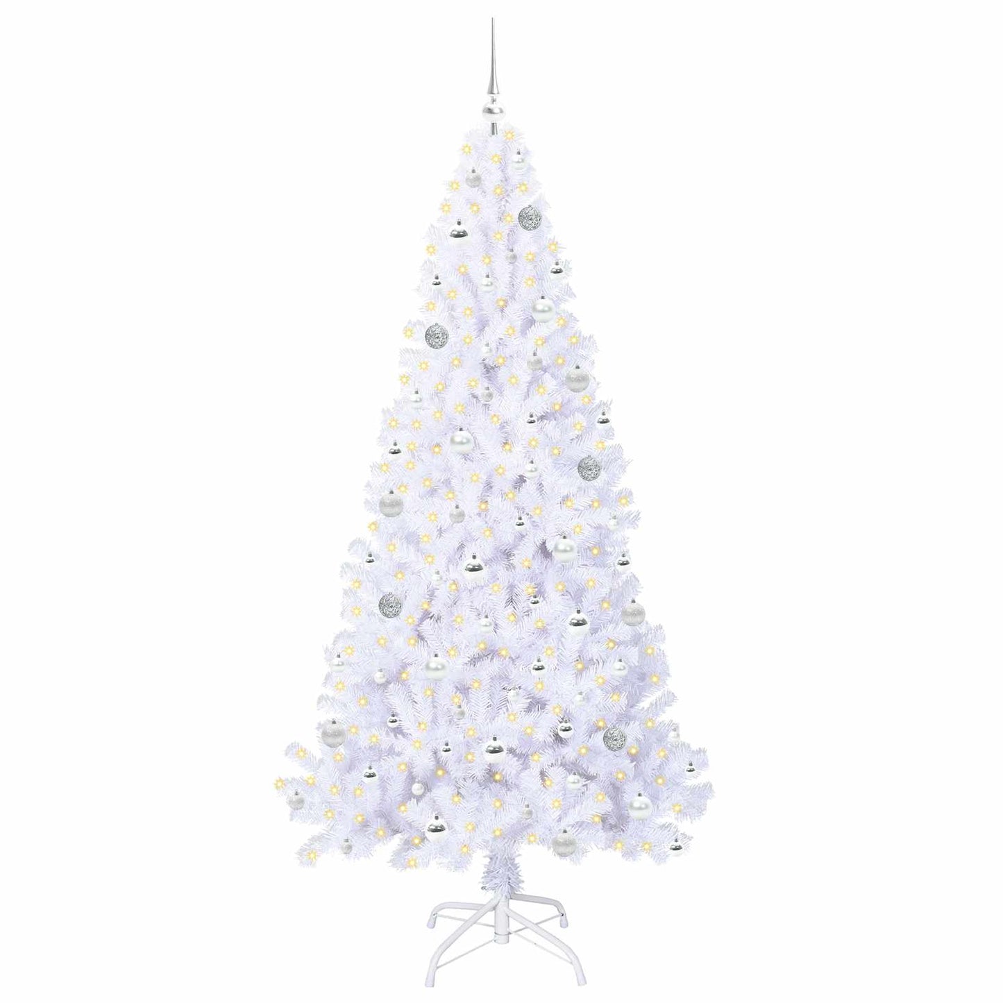 vidaXL Künstlicher Weihnachtsbaum Weiß 210 cm PVC und Stahl
