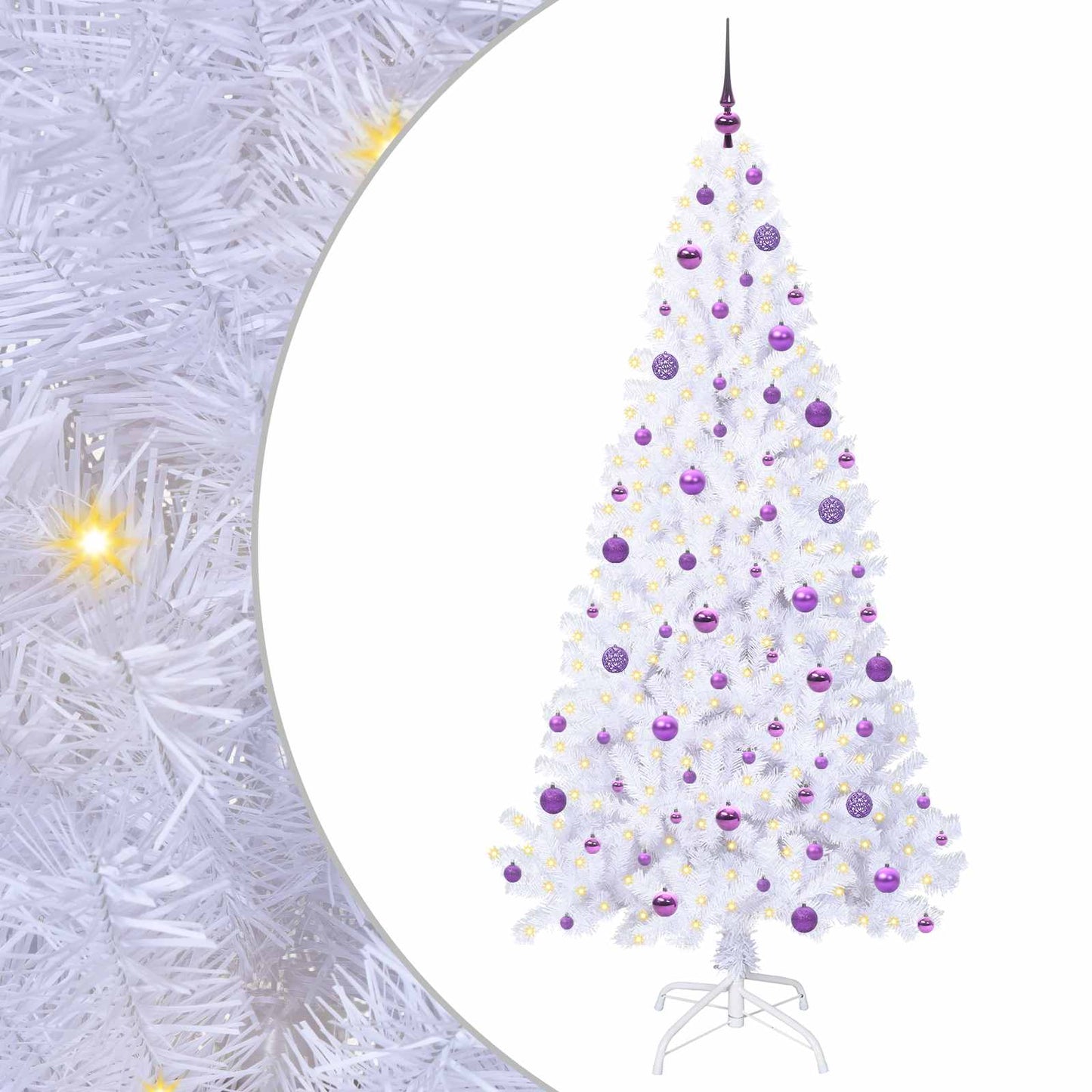 vidaXL Künstlicher Weihnachtsbaum Weiß 210 cm PVC und Stahl