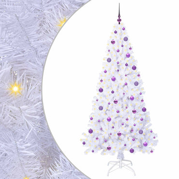 vidaXL Künstlicher Weihnachtsbaum Weiß 210 cm PVC und Stahl