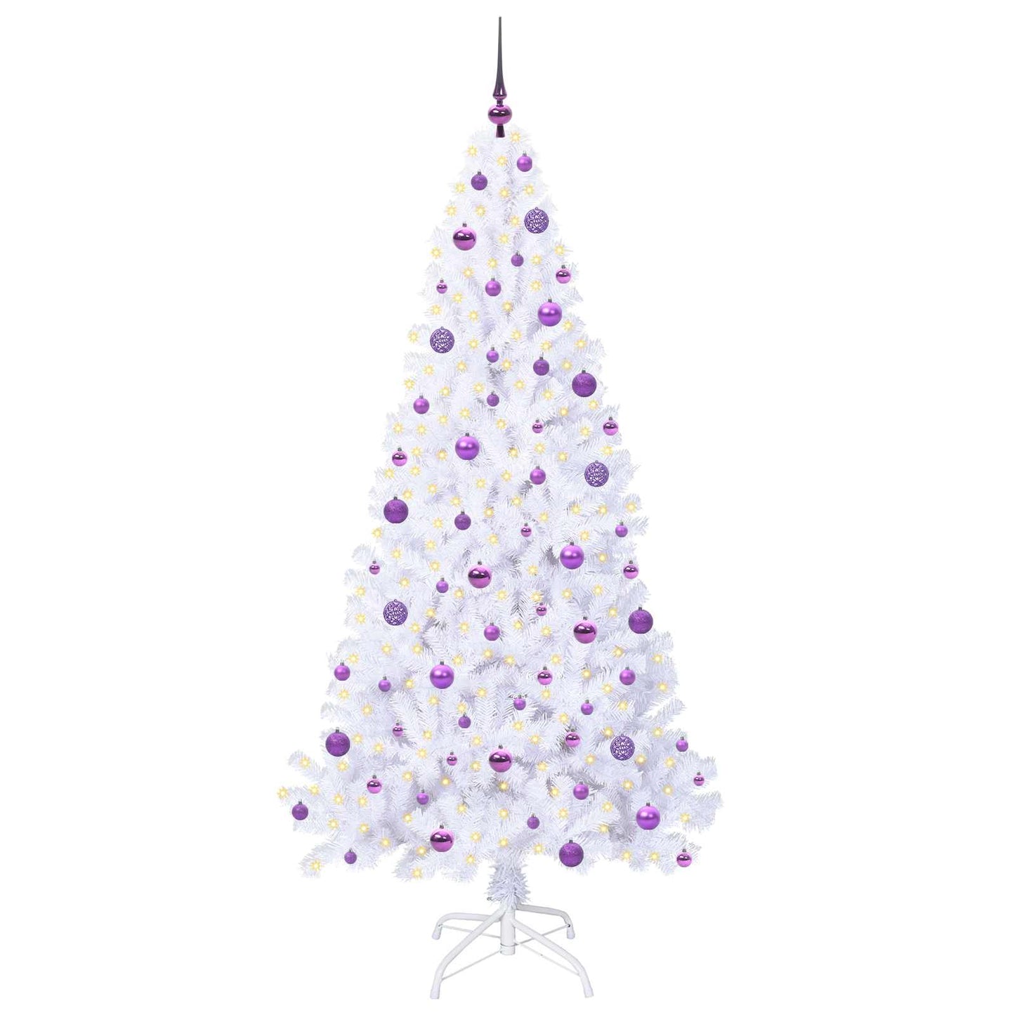 vidaXL Künstlicher Weihnachtsbaum Weiß 210 cm PVC und Stahl