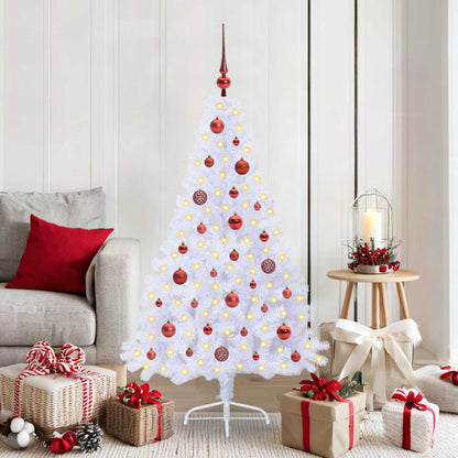 vidaXL Künstlicher Weihnachtsbaum Weiß 150 cm PVC und Stahl