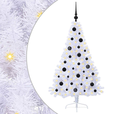 vidaXL Künstlicher Weihnachtsbaum Weiß 150 cm PVC und Stahl