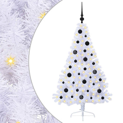 vidaXL Künstlicher Weihnachtsbaum Weiß 150 cm PVC und Stahl