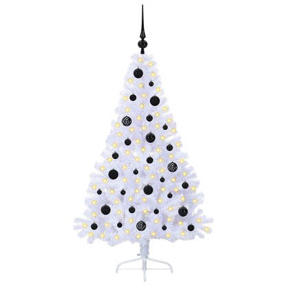 vidaXL Künstlicher Weihnachtsbaum Weiß 150 cm PVC und Stahl