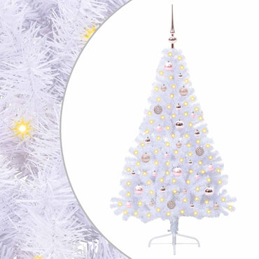vidaXL Künstlicher Weihnachtsbaum Weiß 150 cm PVC und Stahl