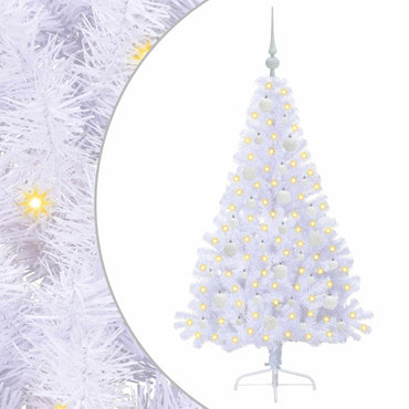 vidaXL Künstlicher Weihnachtsbaum Weiß 150 cm PVC und Stahl