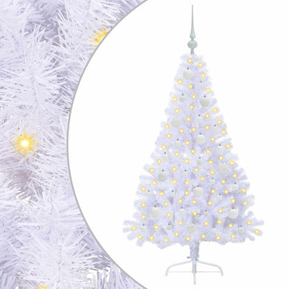vidaXL Künstlicher Weihnachtsbaum Weiß 150 cm PVC und Stahl