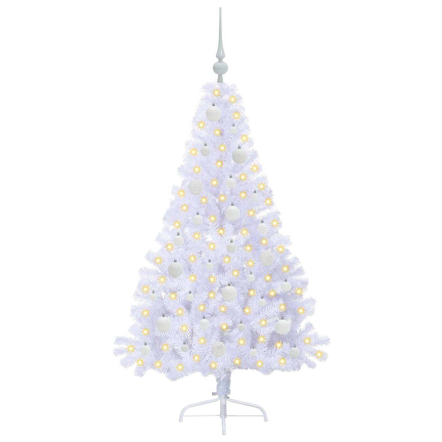 vidaXL Künstlicher Weihnachtsbaum Weiß 150 cm PVC und Stahl