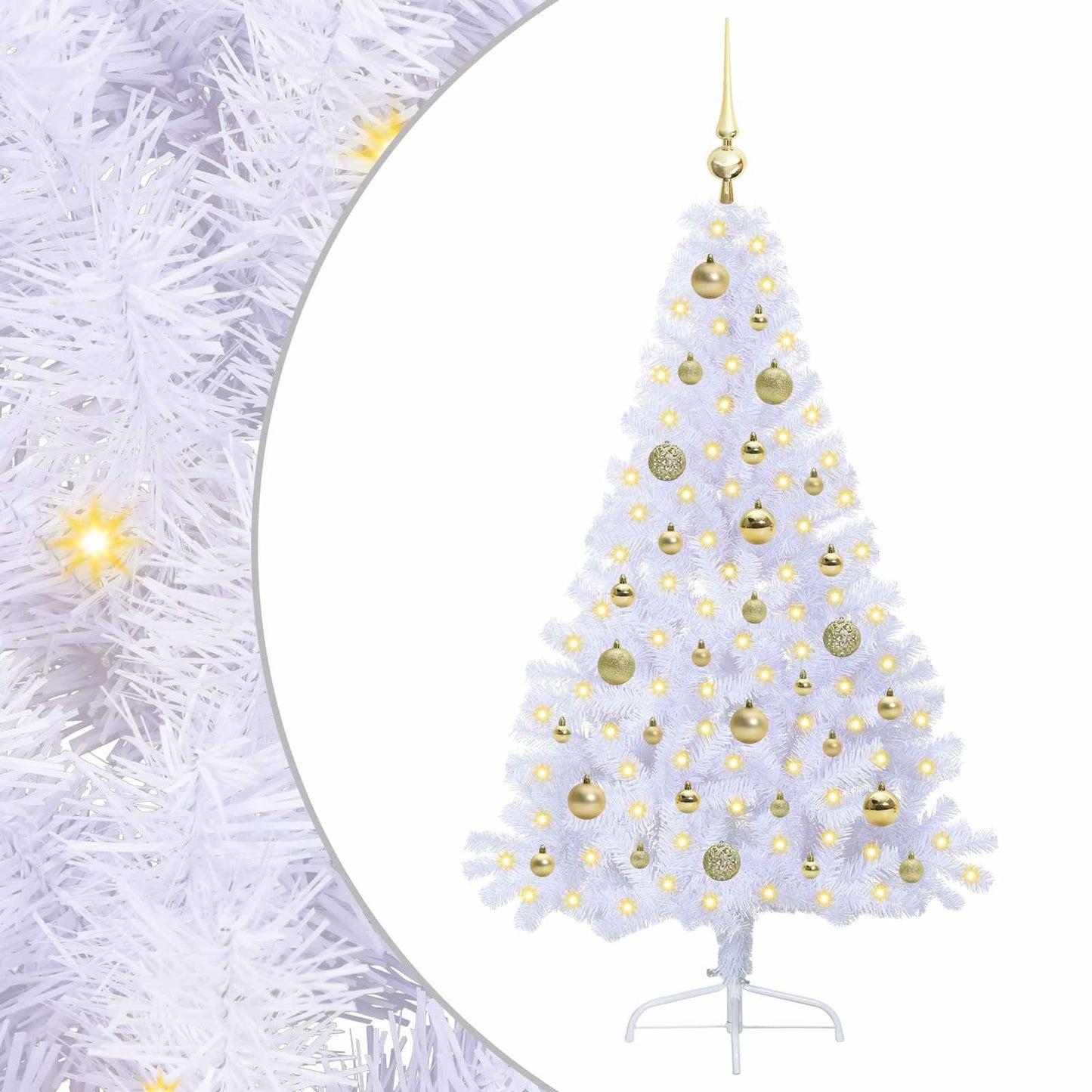 vidaXL Künstlicher Weihnachtsbaum Weiß 150 cm PVC und Stahl
