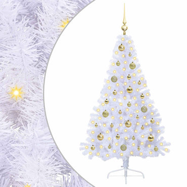 vidaXL Künstlicher Weihnachtsbaum Weiß 150 cm PVC und Stahl