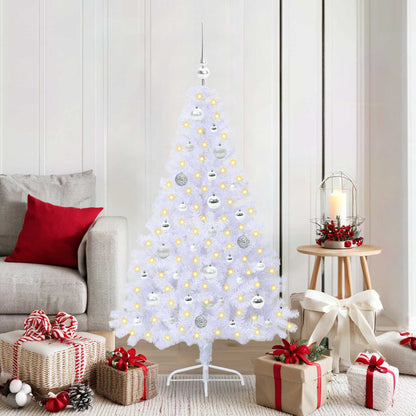 vidaXL Künstlicher Weihnachtsbaum Weiß 150 cm PVC und Stahl