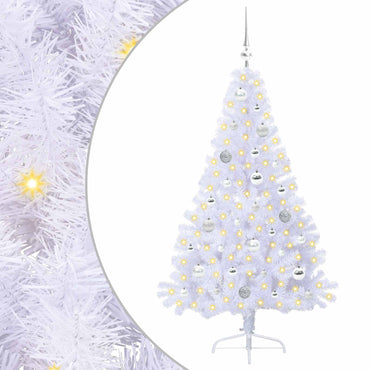 vidaXL Künstlicher Weihnachtsbaum Weiß 150 cm PVC und Stahl