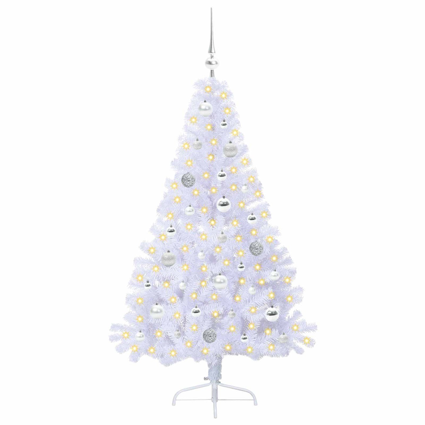 vidaXL Künstlicher Weihnachtsbaum Weiß 150 cm PVC und Stahl