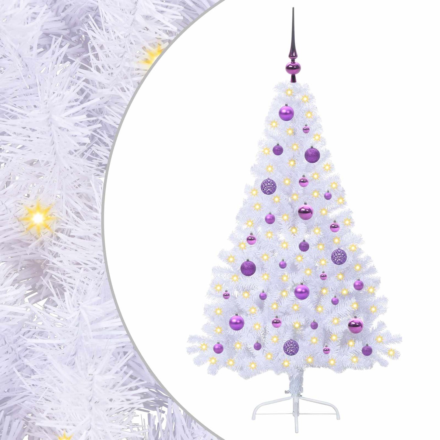 vidaXL Künstlicher Weihnachtsbaum Weiß 150 cm PVC und Stahl