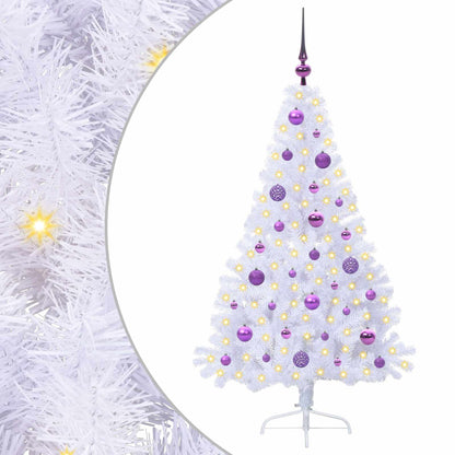 vidaXL Künstlicher Weihnachtsbaum Weiß 150 cm PVC und Stahl