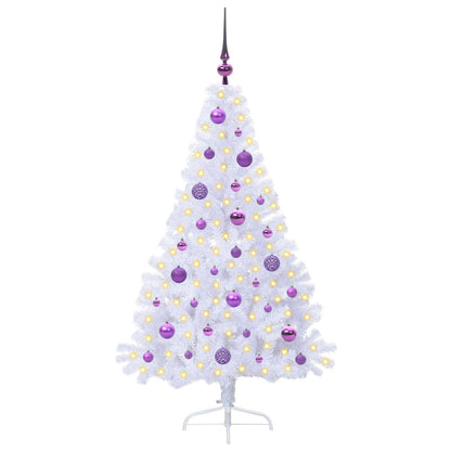 vidaXL Künstlicher Weihnachtsbaum Weiß 150 cm PVC und Stahl
