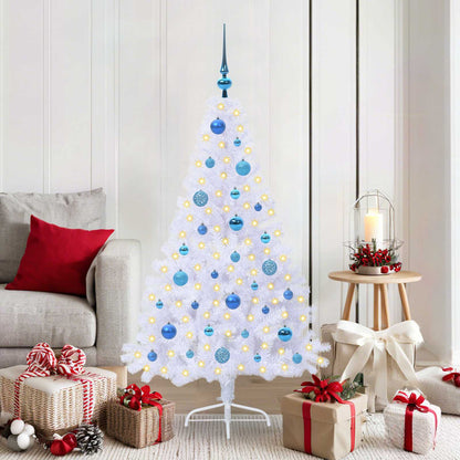 vidaXL Künstlicher Weihnachtsbaum Weiß 150 cm PVC und Stahl