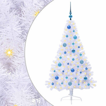 vidaXL Künstlicher Weihnachtsbaum Weiß 150 cm PVC und Stahl