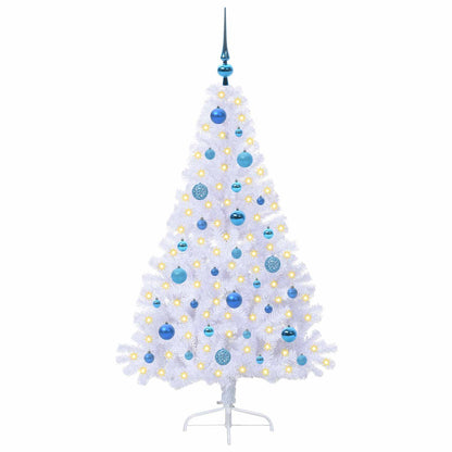 vidaXL Künstlicher Weihnachtsbaum Weiß 150 cm PVC und Stahl