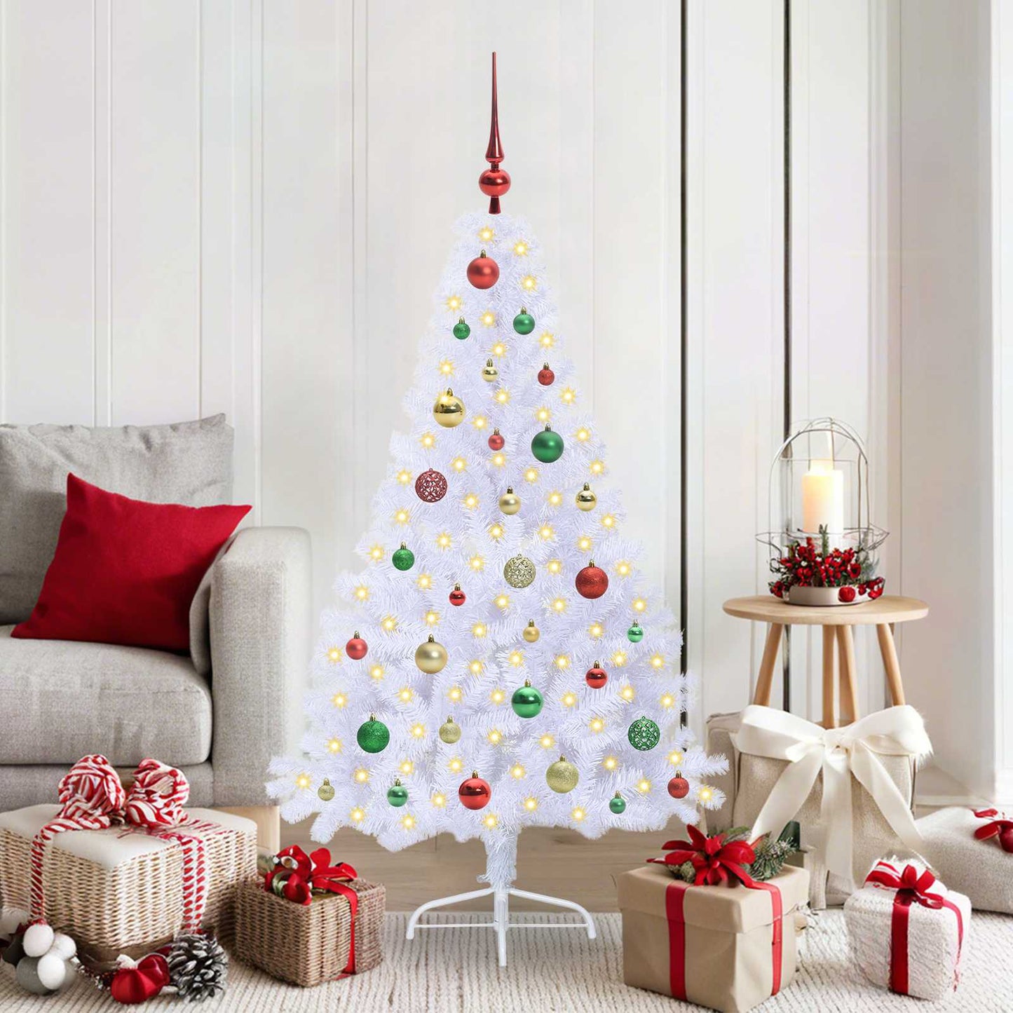 vidaXL Künstlicher Weihnachtsbaum Weiß 150 cm PVC und Stahl