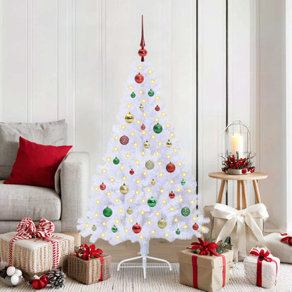 vidaXL Künstlicher Weihnachtsbaum Weiß 150 cm PVC und Stahl