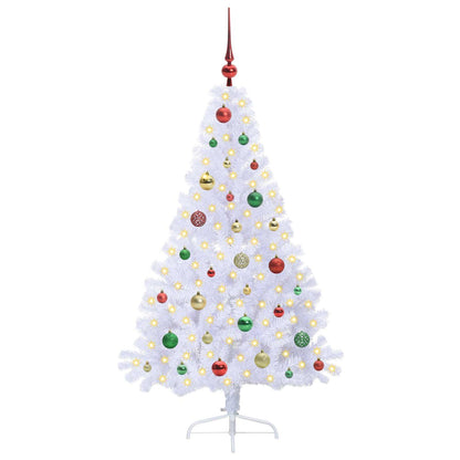 vidaXL Künstlicher Weihnachtsbaum Weiß 150 cm PVC und Stahl