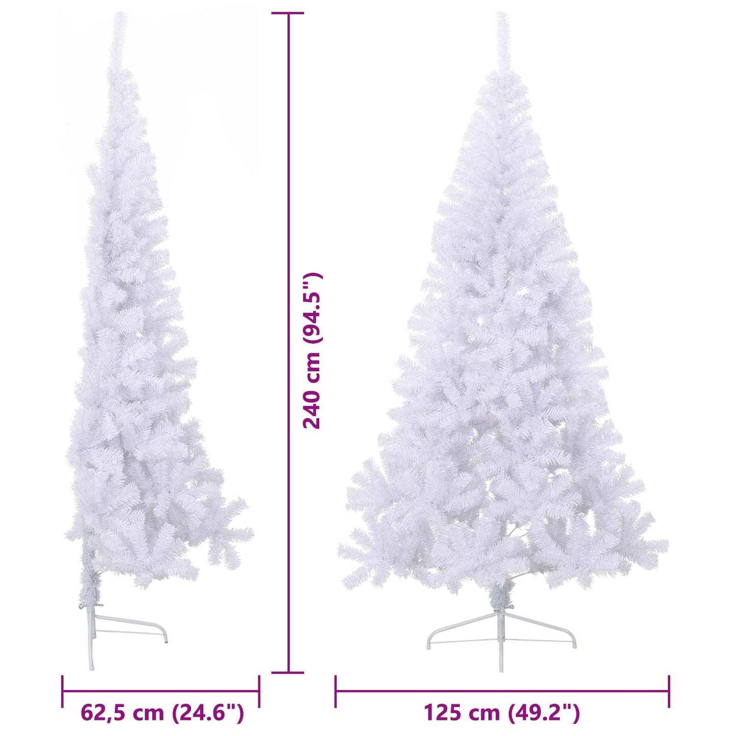 vidaXL Künstlicher Weihnachtsbaum Weiß 240 cm PVC und Stahl