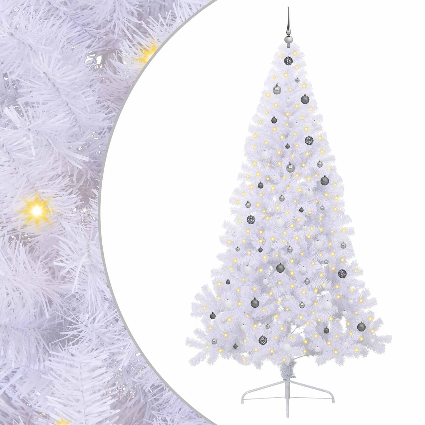 vidaXL Künstlicher Weihnachtsbaum Weiß 240 cm PVC und Stahl