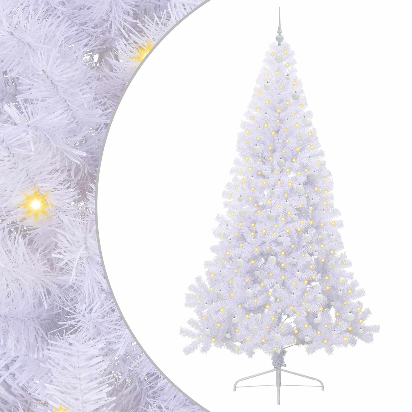 vidaXL Künstlicher Weihnachtsbaum Weiß 240 cm PVC und Stahl