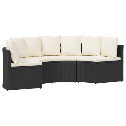 Sofa Set 2 pcs Schwarz Massives Akazienholz und Poly Rattan