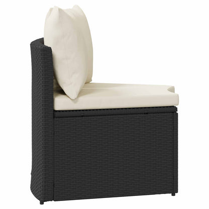 Sofa Set 2 pcs Schwarz Massives Akazienholz und Poly Rattan