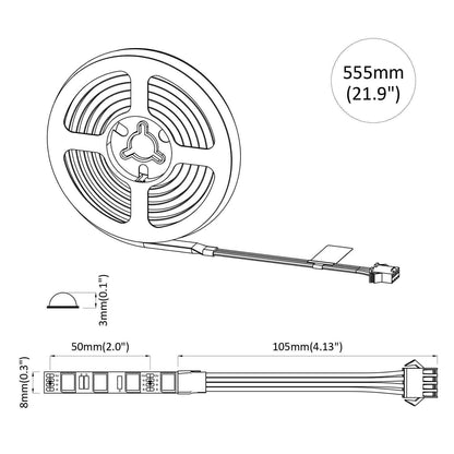 LED Streifen 2 pcs Schwarz und Transparent 450 mm