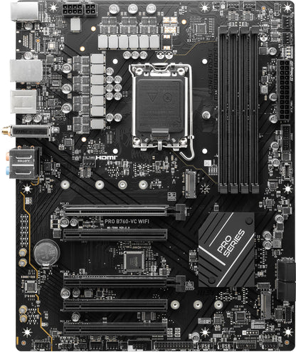 MSI PRO B760-VC WiFi ProSeries Mainboard (Unterstützt Intel Prozessoren der 12./13. Generation, LGA 1700, DDR5, PCIe 4.0, M.2, 2,5 Gbit/s LAN, USB 3.2 Gen2, Wi-Fi 5, ATX) (Generalüberholt)