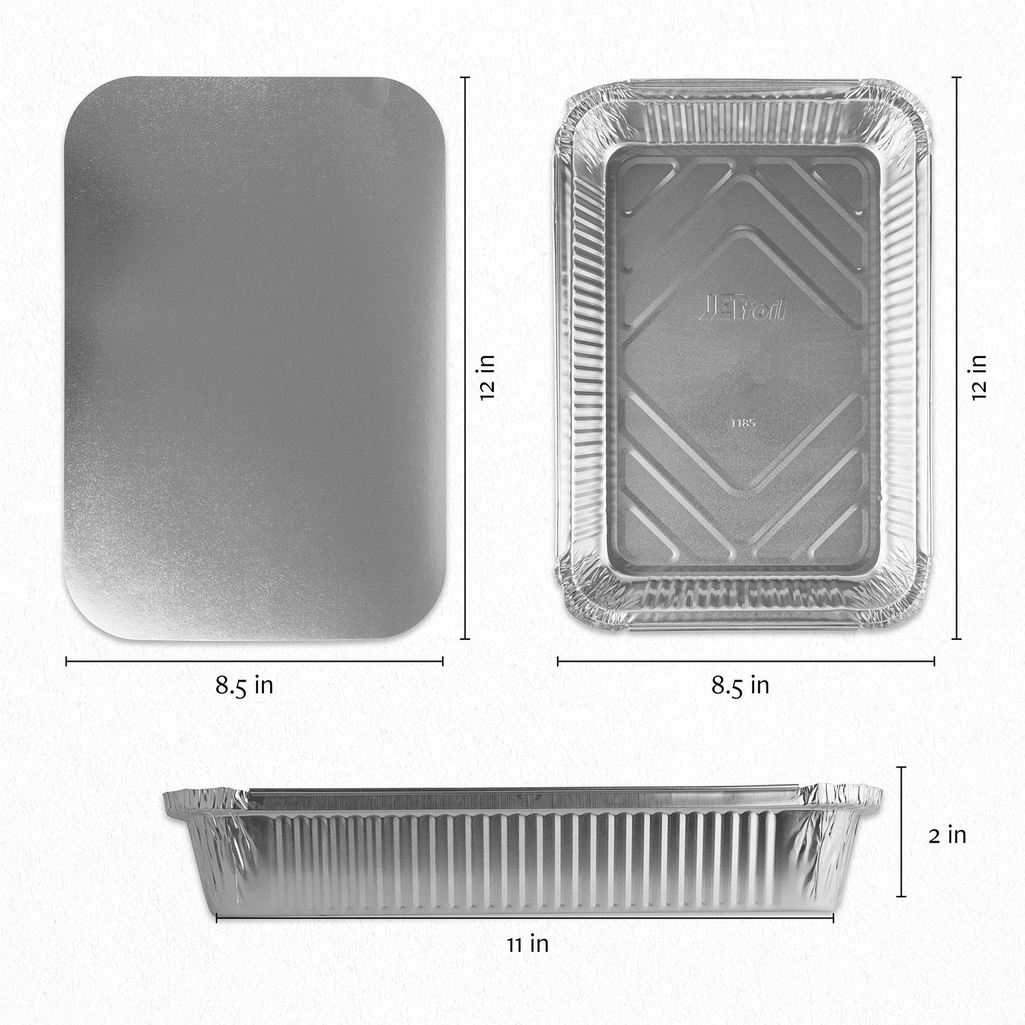 PLASTICPRO Einweg-Backformen aus Aluminium (12 x 8 x 2 Zoll) mit Pappdeckeln, 5er-Pack, 4 Pfund (ca. 1,8 kg) – ideal für Brownies, Brot oder Lunchboxen.