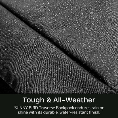 SUNNY BIRD Laptop-Rucksack, 15,6-Zoll-Laptop-Arbeitstasche, weit zu öffnender Freizeitrucksack für Damen, Herren und Erwachsene (Schwarz)