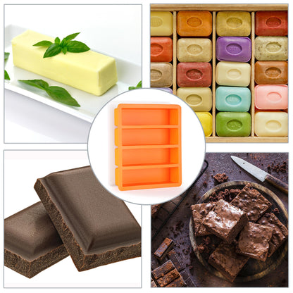 OHOLA Silikon-Butterform mit Deckel, antihaftbeschichtet für Schokolade, Energieriegel und Kuchen (1 Stück, stilvolle orange Farbe)