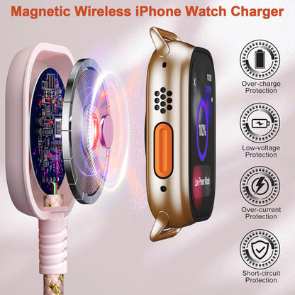 Multi-Ladekabel für Apple Watch, 1,8 m langes 3-in-1-Ladekabel für iPhone und Apple Watch, USB-A/C-auf-USB-C/Lightning-Kabel für iWatch Ultra/SE/10-2, iPhone 16-5s, iPad und Android-Smartphones