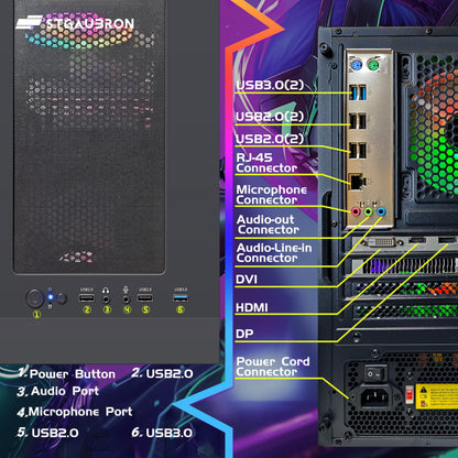 STGAubron Gaming-PC, Intel i7 Xeon E5, Radeon RX 550 4G, 16 GB RAM, 512 GB SSD, WLAN, Bluetooth 5.0, 3 RGB-Lüfter, Windows 11 Home, Gaming-Tower für Gamer und Streaming