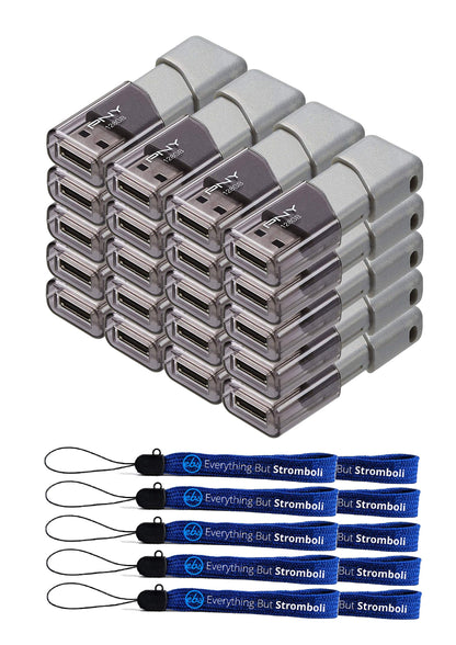 PNY 128GB USB 3.0 Flash Drive Turbo Attache 3 (20er-Packung) USB-Sticks im Bundle mit (10) Everything But Stromboli Lanyards (P-FD128TBOP-GE)