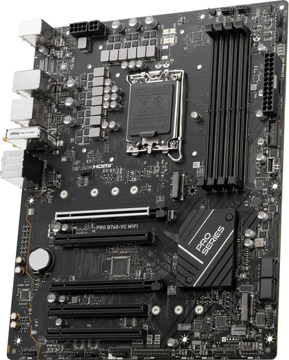 MSI PRO B760-VC WiFi ProSeries Mainboard (Unterstützt Intel Prozessoren der 12./13. Generation, LGA 1700, DDR5, PCIe 4.0, M.2, 2,5 Gbit/s LAN, USB 3.2 Gen2, Wi-Fi 5, ATX) (Generalüberholt)