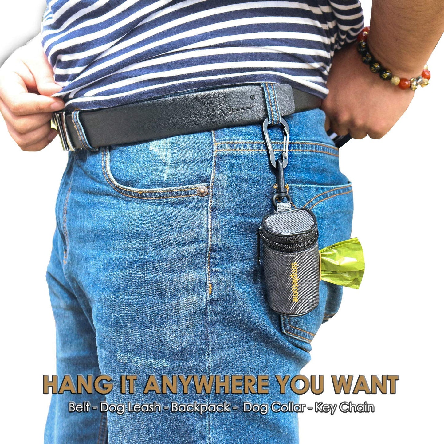 simpletome Hundekotbeutelspender für Leinen- und Gürtelbefestigung, wasserdicht, 1680D Oxford-Gewebe, YKK-Reißverschluss (Grau)