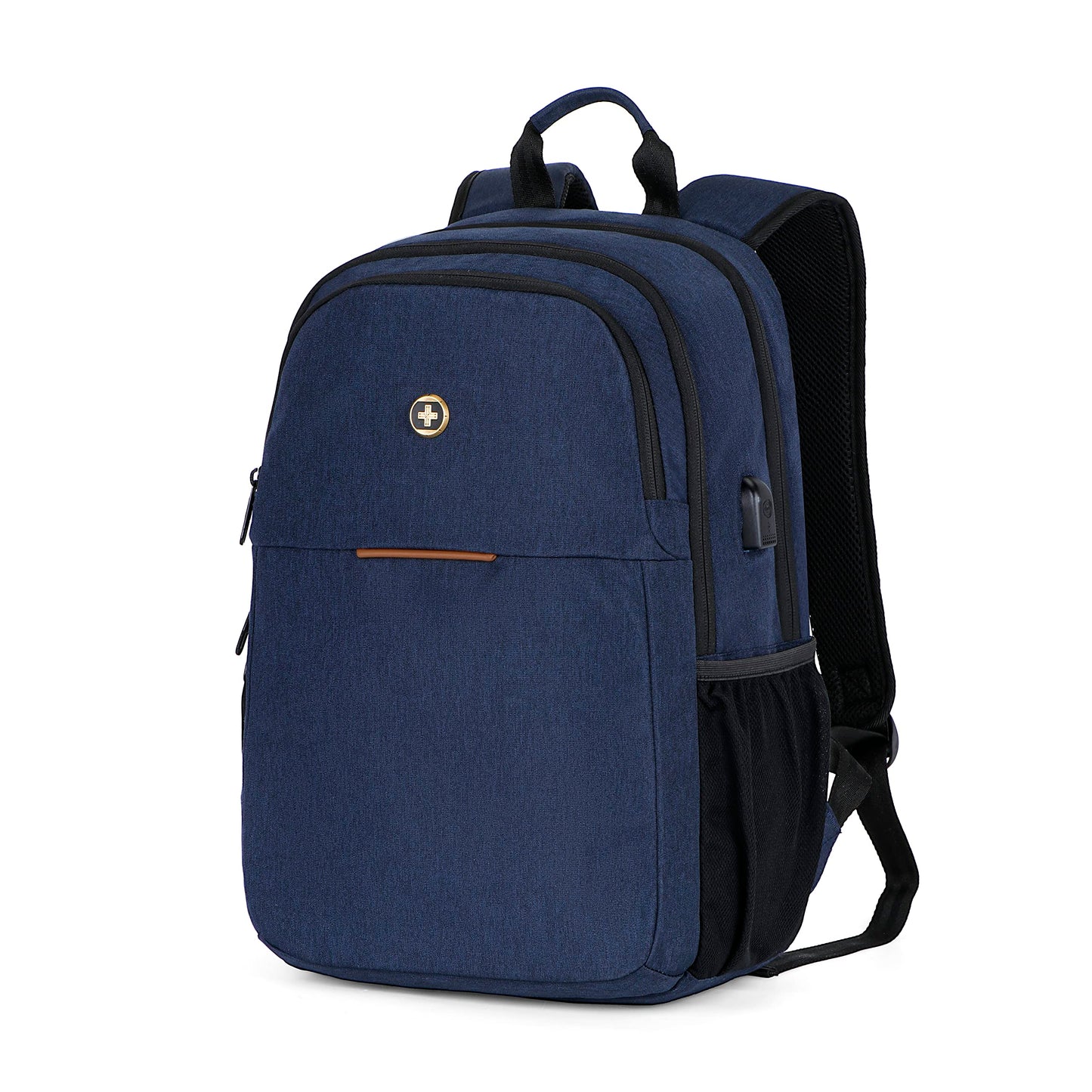 Swissdigital Design College 17-Zoll-Laptop-Rucksack, schlanker Business-Reise-Laptop-Rucksack mit USB-Ladeanschluss für Damen- und Herren-Laptops, Dunkelblau (BIBERSTEIN SD1636-12)