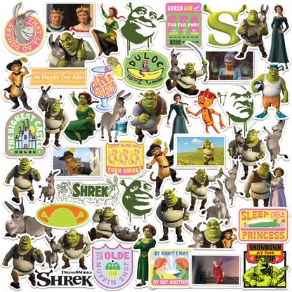 Shrek 2 50er-Pack große Deluxe-Vinyl-Aufkleber – Sortiment für Laptop, Wasserflasche, Scrapbooking, Tablet, Skateboard, drinnen und draußen