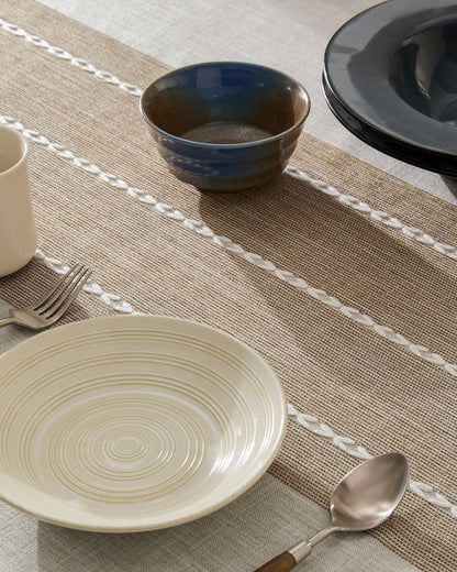 ZeeMart Tischdecke aus Leinen mit Kontrastmuster, rechteckig, 52 x 70 Zoll, braun; schwere beige Tischdecke im Landhausstil; wasserabweisende Jute-Tischdecke