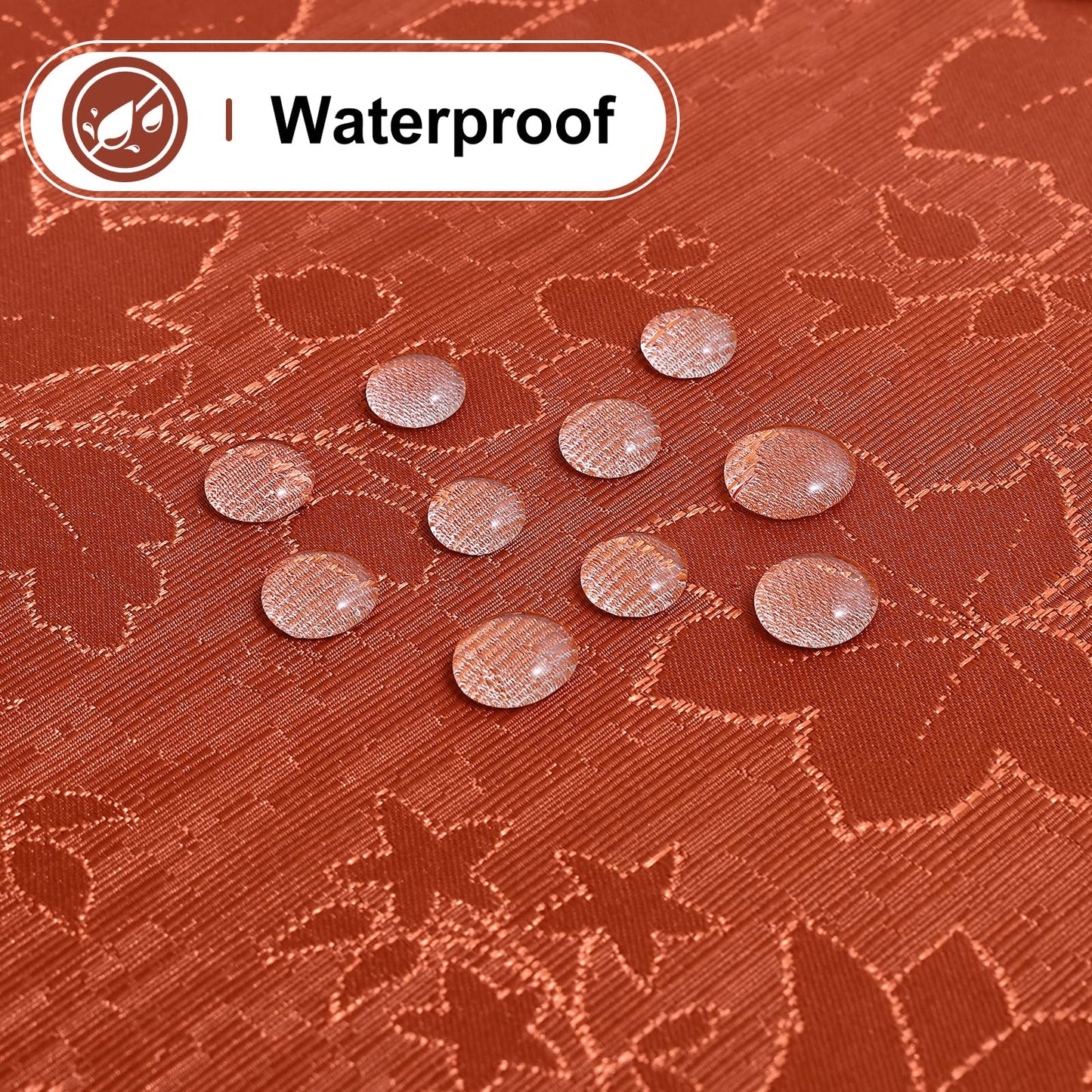 misaya Rectangle Thanksgiving Tablecloth, Waterproof Jacquard Fall Table Cloth, Damask Cloth Table Cover for Harvest Decor (60" x 84", Rust Maple Leaf)