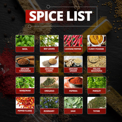 Orii 16-Jar Rotating Spice Rack with Spices Included - Pre-Filled Spice Racks with 5-Year Refill Program - Flavorful Spices