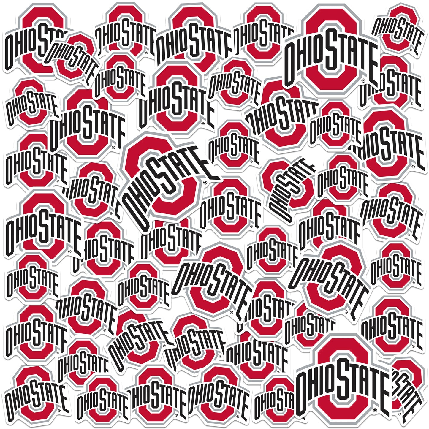 Ohio State University Logo-Aufkleber-Set (50 Stück) aus Vinyl, groß und Deluxe-Qualität – geeignet für Laptop, Wasserflasche, Scrapbooking, Tablet, Skateboard, drinnen und draußen